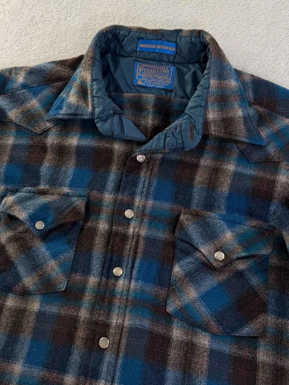 Vintage Pendleton High Grade Western Wear Wool Pearl Snap Shirt M USA